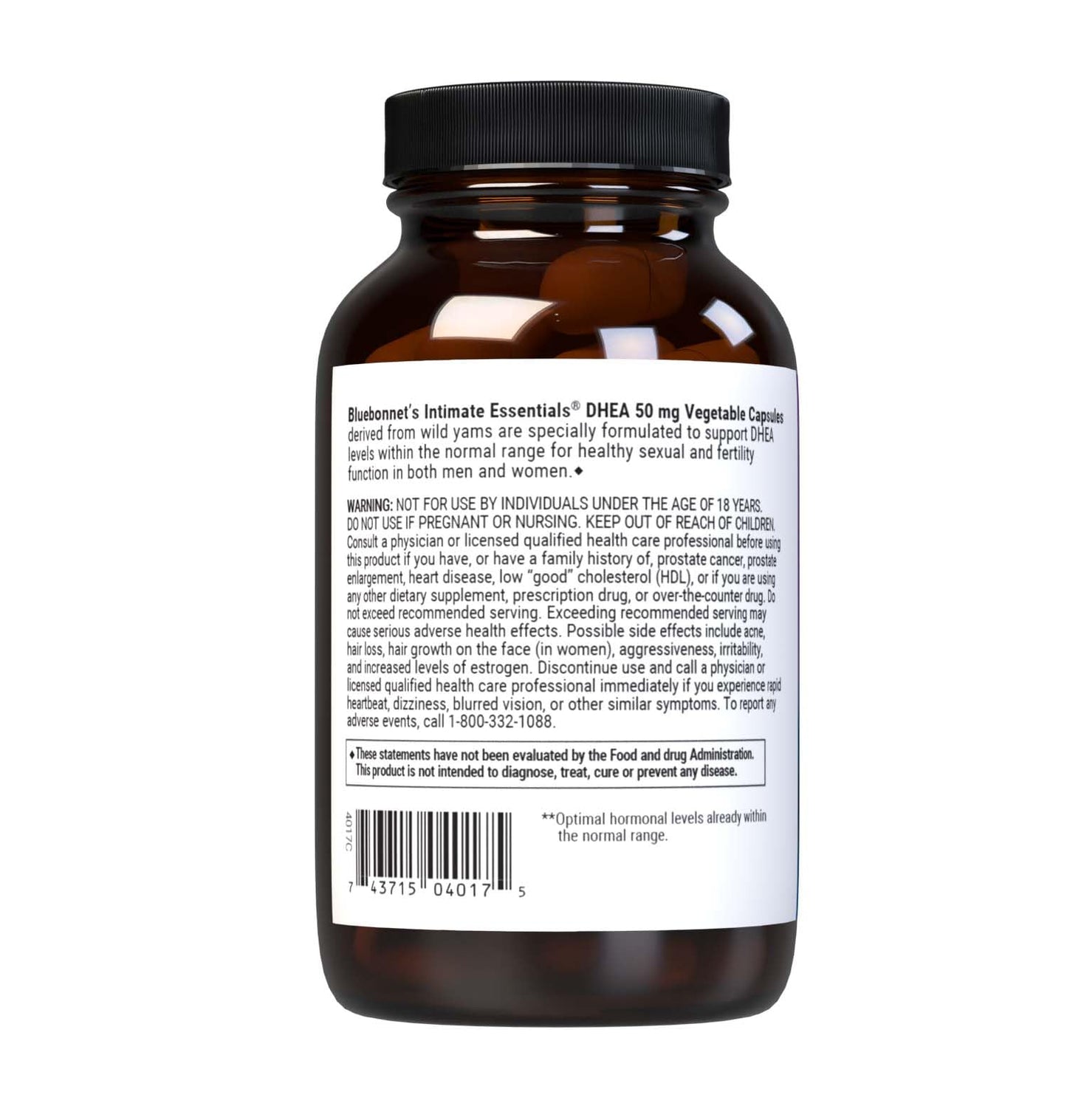 BlueBonnet Intimate Essentials DHEA 50 mg Capsules, 60 Capsules