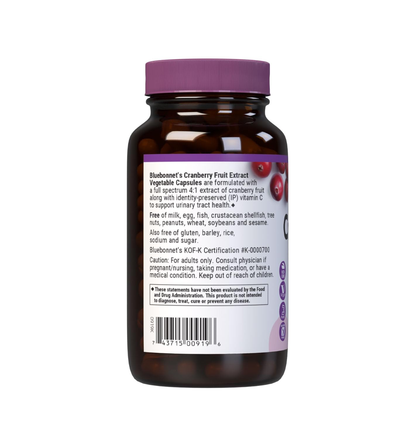 BlueBonnet Cranberry Fruit Extract Urinary Tract Support 120 Capsules