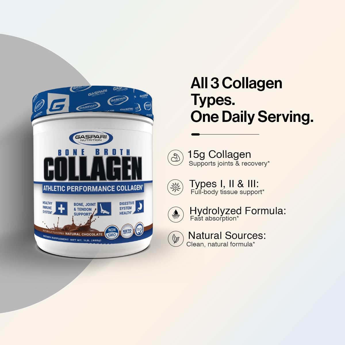 Gaspari Nutrition Bone Broth Athletic Performance Collagen Powder 16.9