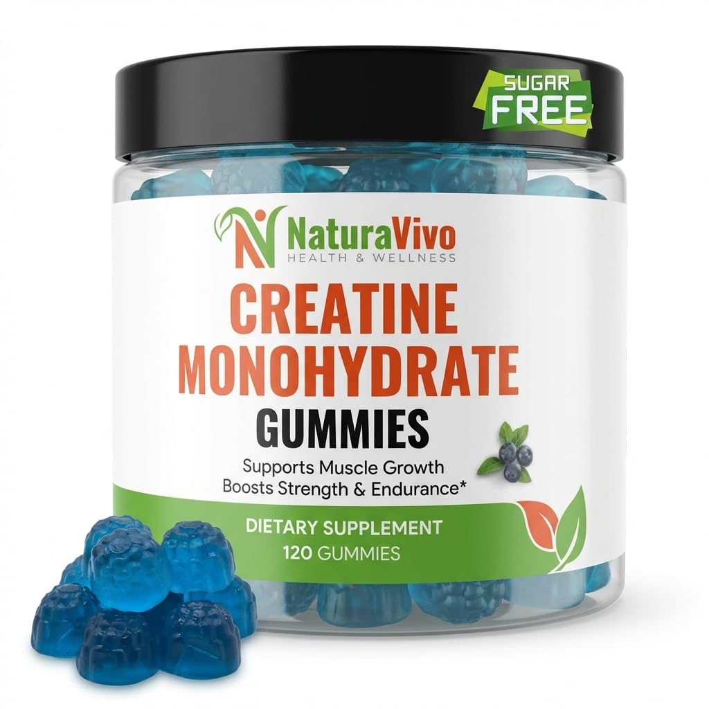 NaturaVivo Health & Wellness Creatine Monohydrate Gummies 5000mg, 120 Count