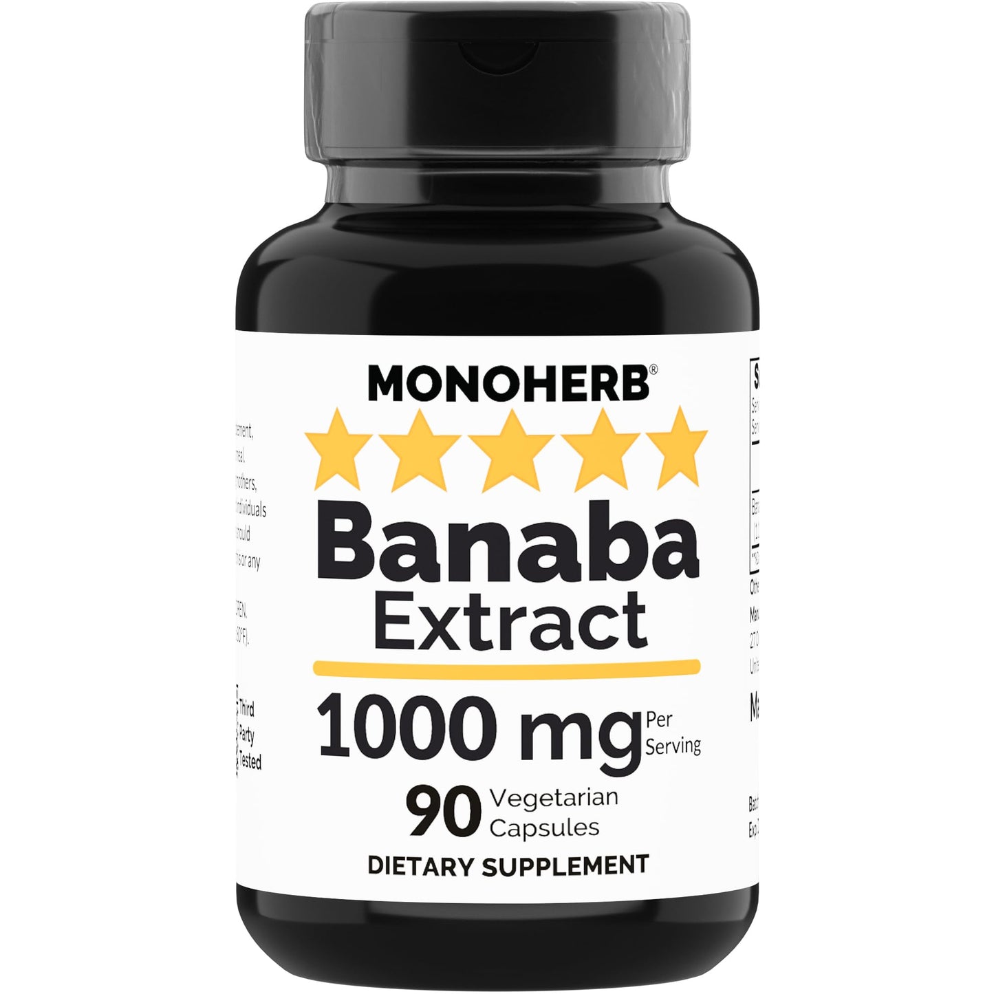 MONOHERB Banaba Extract 1000 mg, 90 Vegetarian Capsules