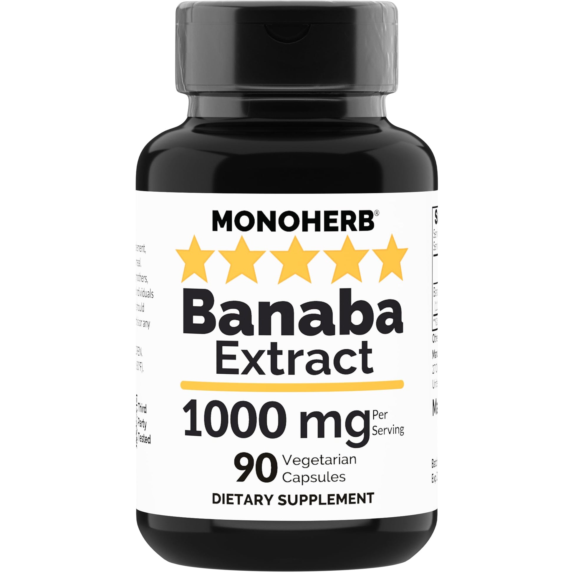 MONOHERB Banaba Extract 1000 mg, 90 Vegetarian Capsules