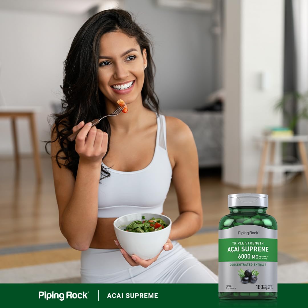 Piping Rock Acai Berry Supplement Triple Strength Extract Capsules 180 Count