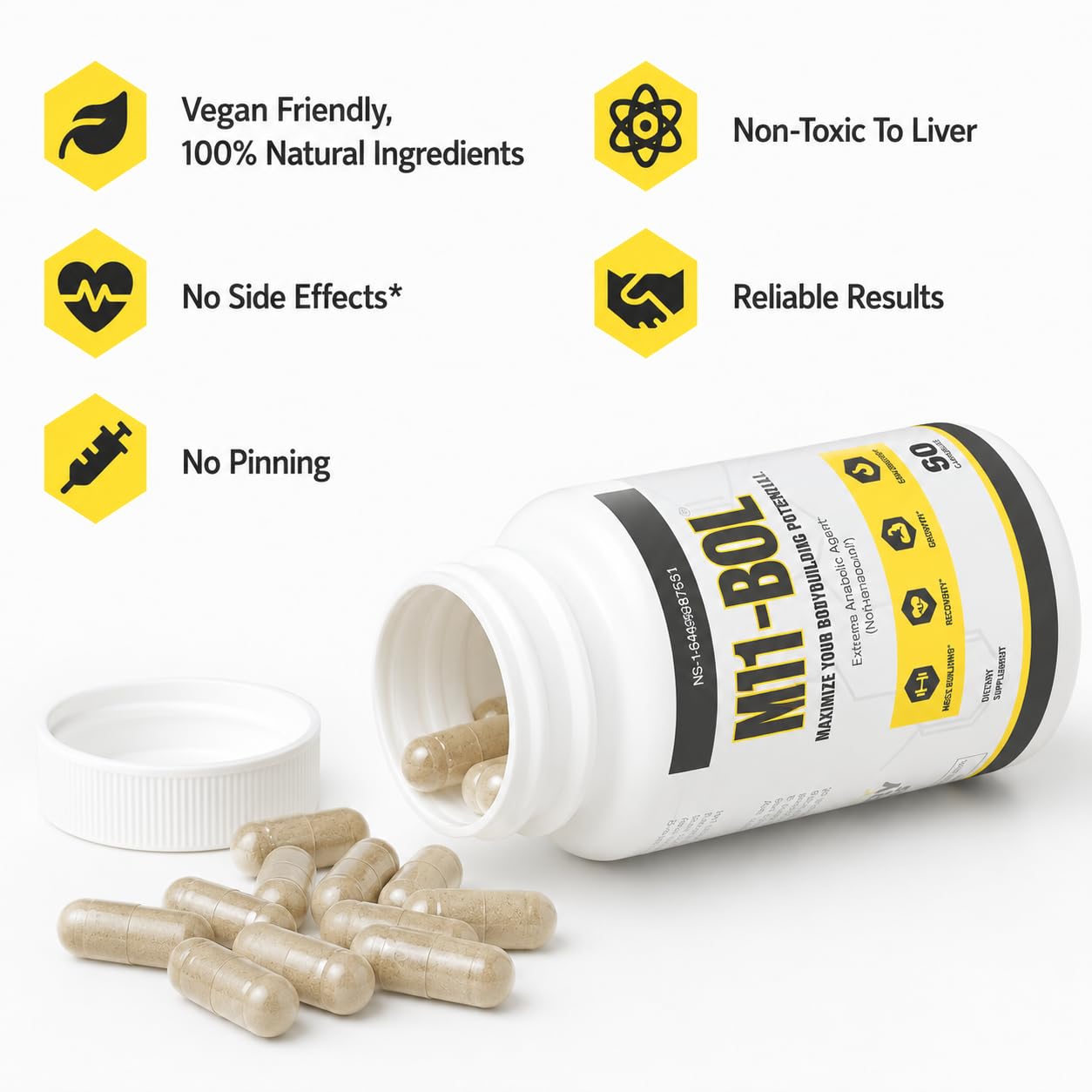 M1-BOL Extreme Anabolic Testosterone Booster with Turkesterone Capsules, 90 Count
