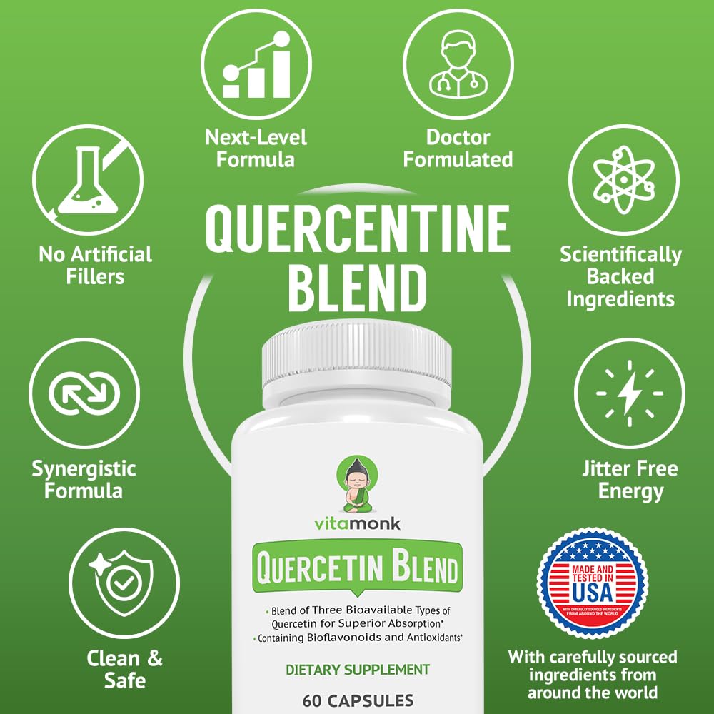 VitaMonk Quercetin with Bromelain Capsules 60 Count