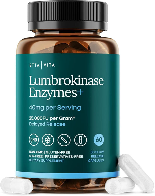Etta Vita Lumbrokinase 40mg/Serving (Max Activity 800,000 Units) Capsule, 60 Count