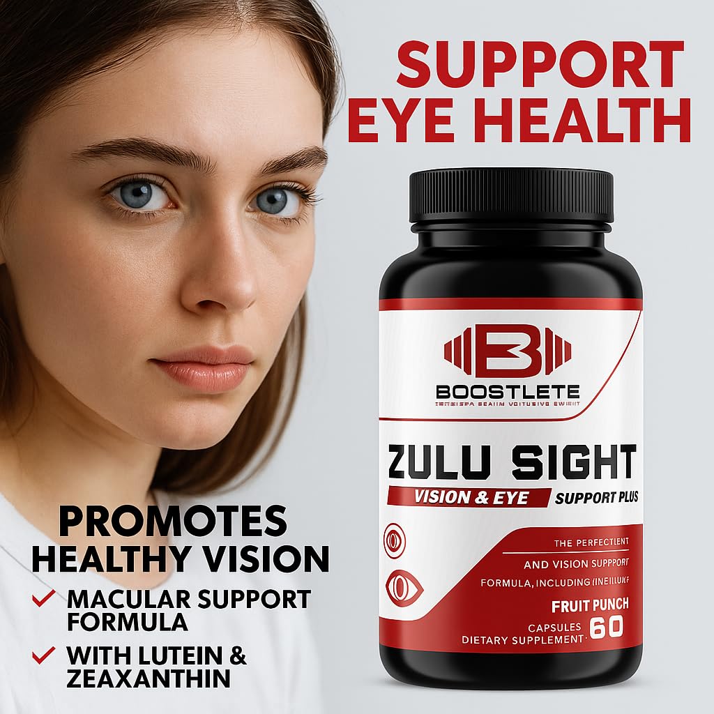 Boostlete Zulu Sight Vision & Eye Support Supplement with Lutein Zeaxanthin Bilberry & Greens Blend 60 Capsules