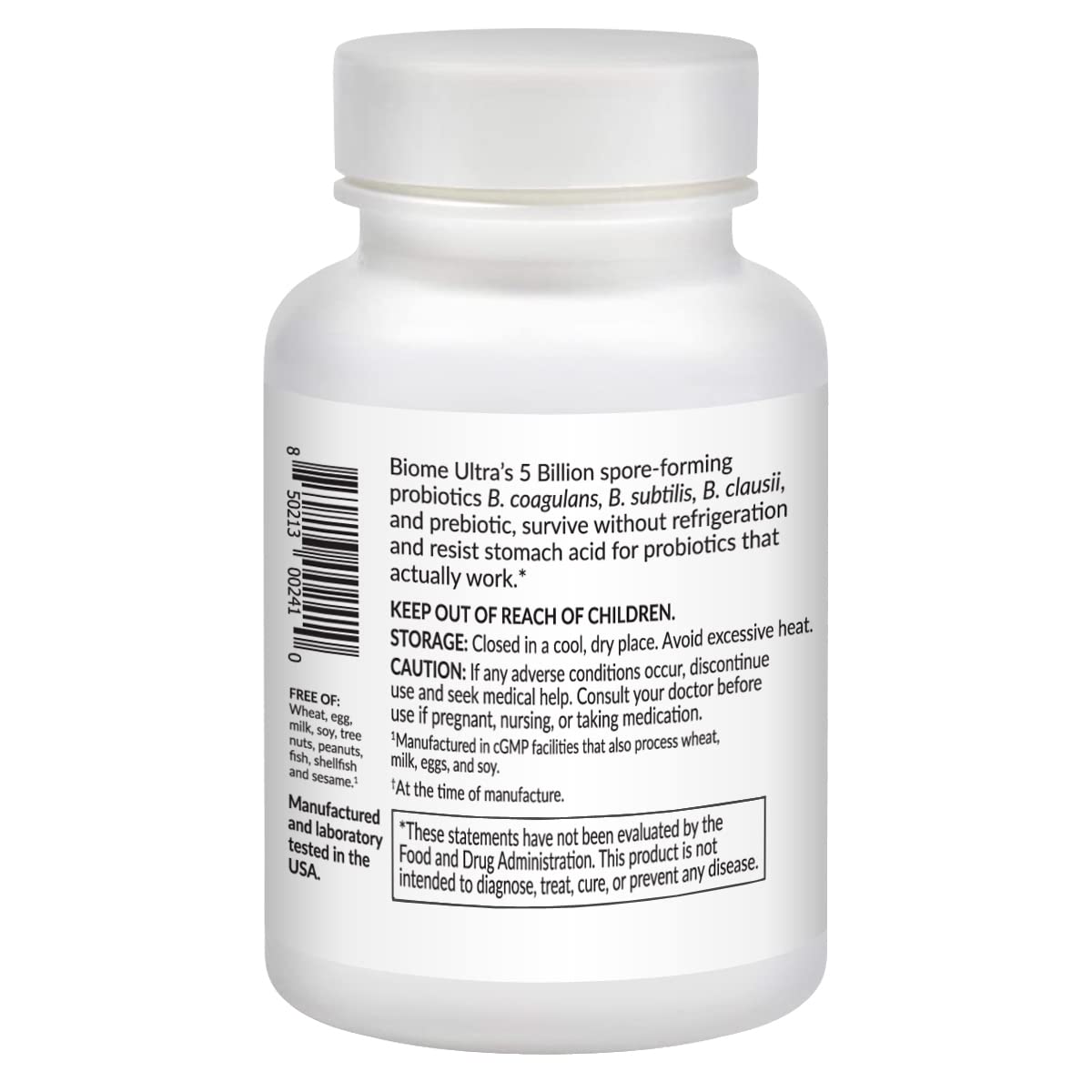 Dynamic Enzymes Biome Ultra Spore Probiotic + Prebiotic FOS (ProbioSEB CSC3) – 5 Billion CFU Per Capsule – Bacillus Coagulans, Subtilis & Clausii – Shelf-Stable Daily Probiotic for Gut & Microbiome Support, 30 Capsules