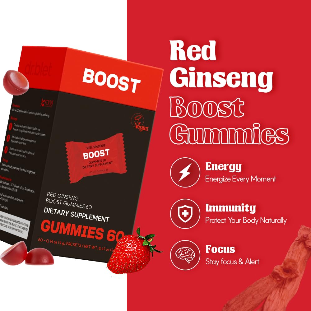 Dr.blet DOCTORBLET Red Ginseng Boost Gummies 60 Count