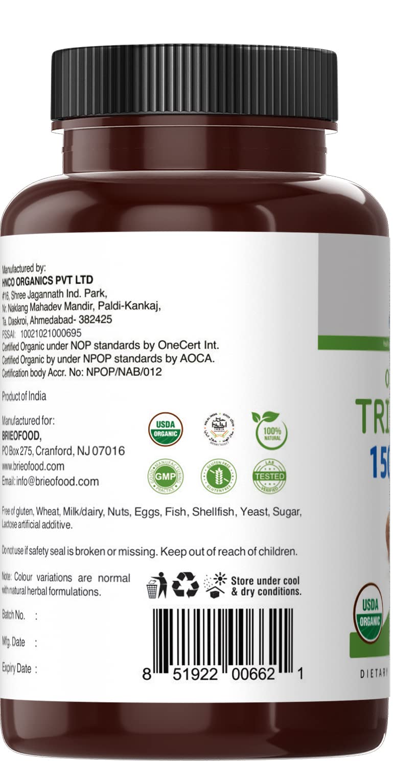 Brieofood Organic Triphala 1500mg 180 Tablets