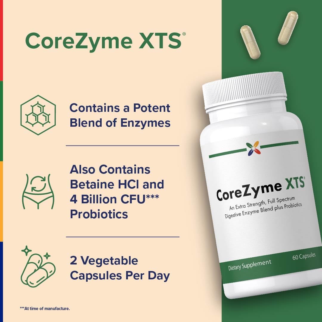 Stop Aging Now Digestive Enzymes Plus Probiotics Supplement CoreZyme Capsules 60 Count