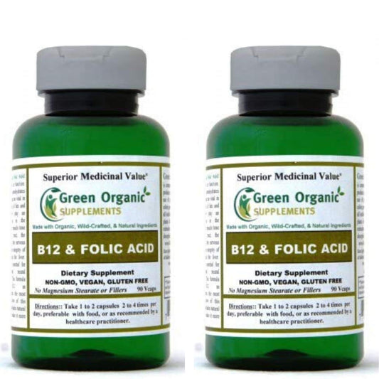 Green Organic Supplements Vitamin B12 & Folic Acid 1000mcg Capsule, 90 VCaps