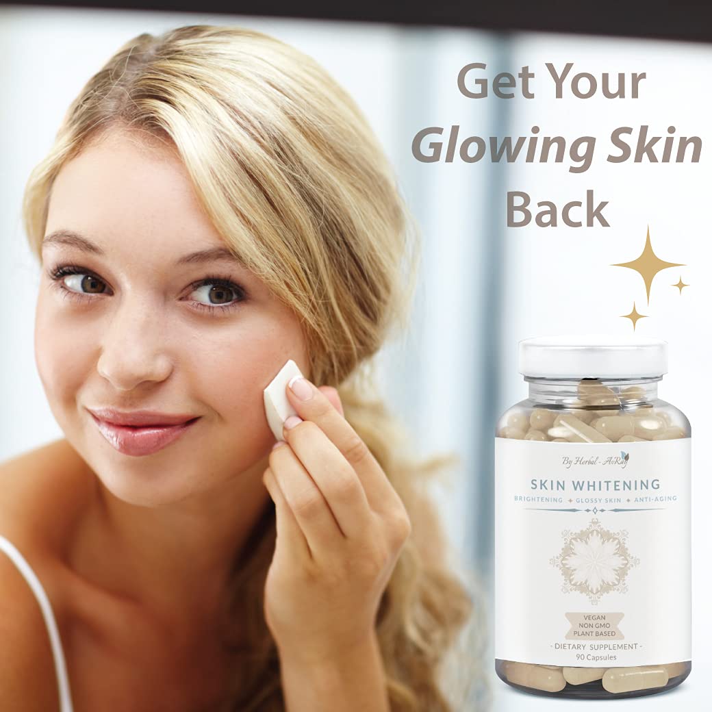 Herbal-avRay Glutathione Skin Whitening Pills with Collagen, Anti-Aging & Antioxidant Effect, 90 Capsules