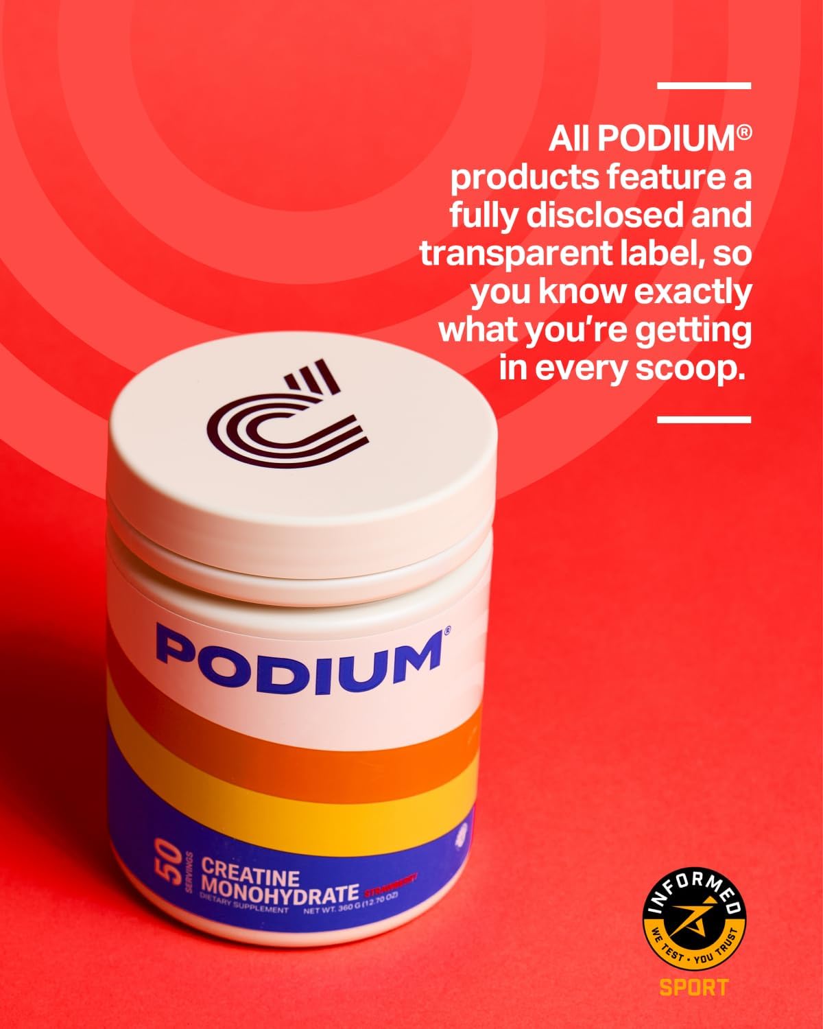 Podium Nutrition Creatine Monohydrate Powder 12.7 oz