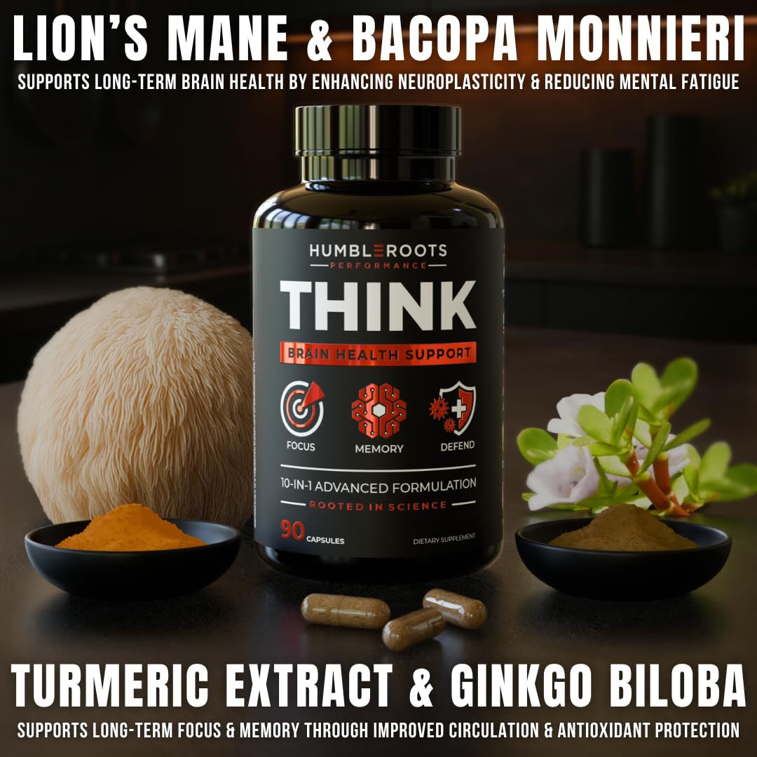 HUMBLEROOTS PERFORMANCE FOCUS + THINK Nootropic Brain Supplement Bundle Capsule 180