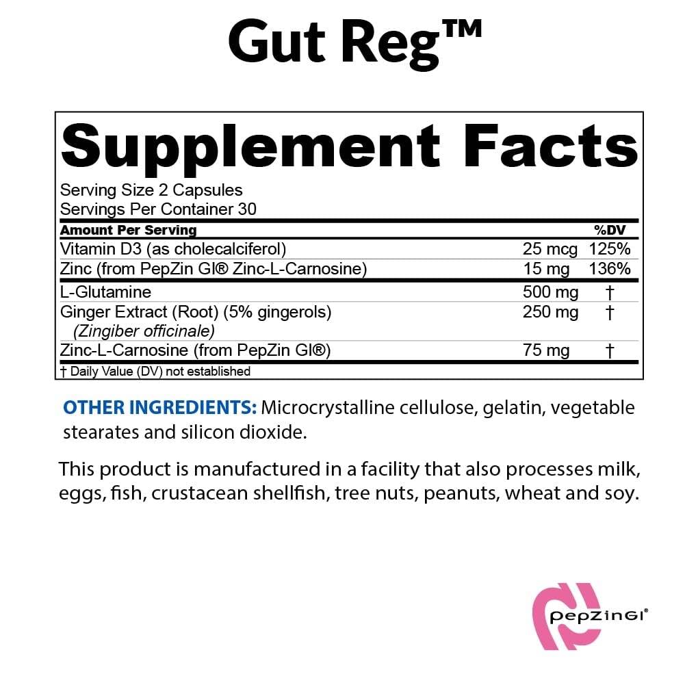 BioTrust Gut Health Supplement with PepZin GI, L-Glutamine & Ginger Extract Capsule, 60 Count