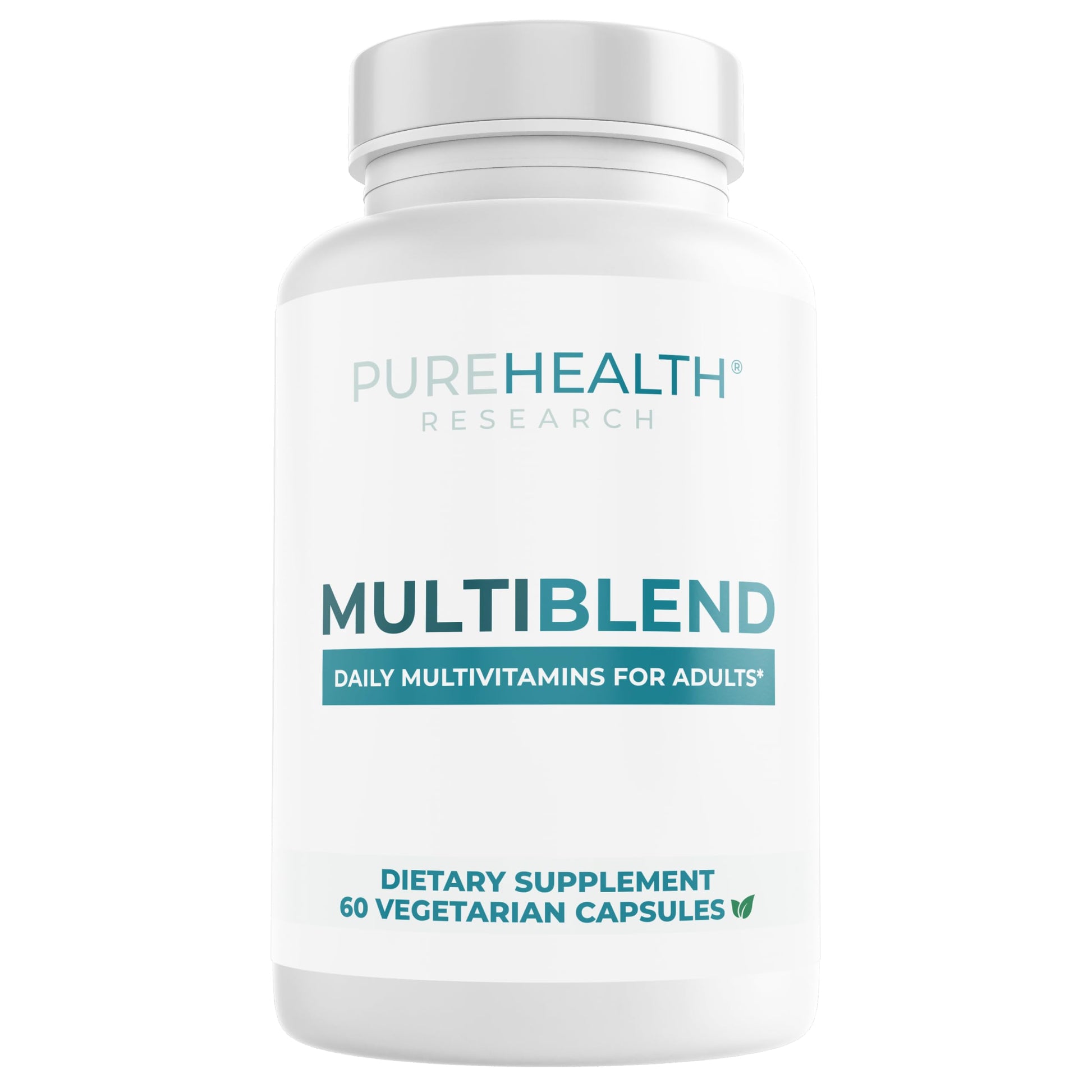 PUREHEALTH RESEARCH MultiBlend Daily Multivitamin for Women & Men - Energy, Immune Health & Focus - with Vitamin B Complex, Vitamin A, Vitamin C, Vitamin E, Vitamin K2 & More - 60 Capsules