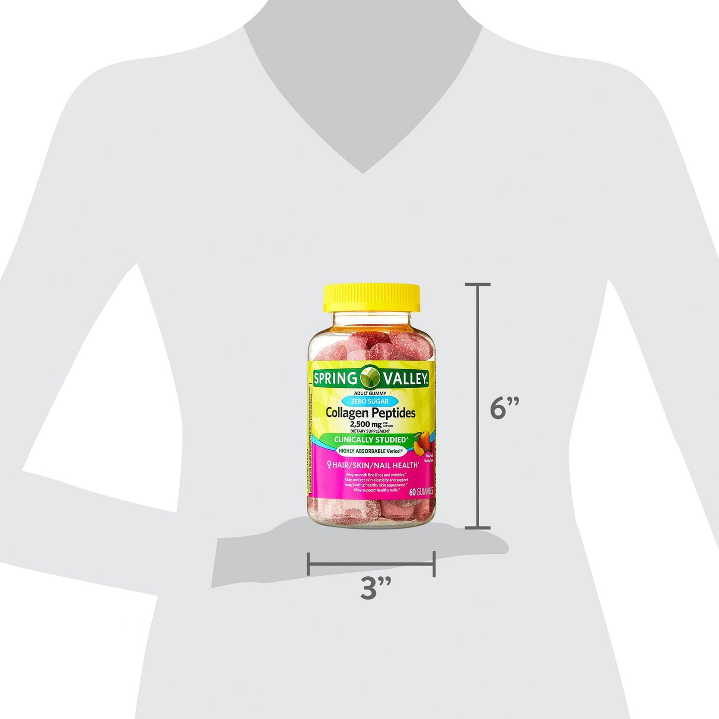 Generic Collagen Peptides 2500mg Gummy, 60 Count