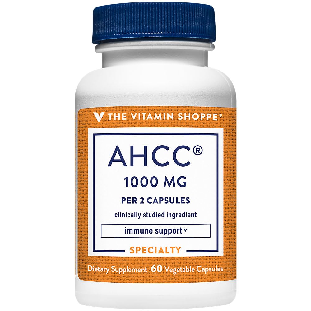The Vitamin Shoppe AHCC 500mg - Immune System Booster & Cell Defense | Active Hexose Correlated Compound | Mushroom Extract, 60 Vegetarian Capsules