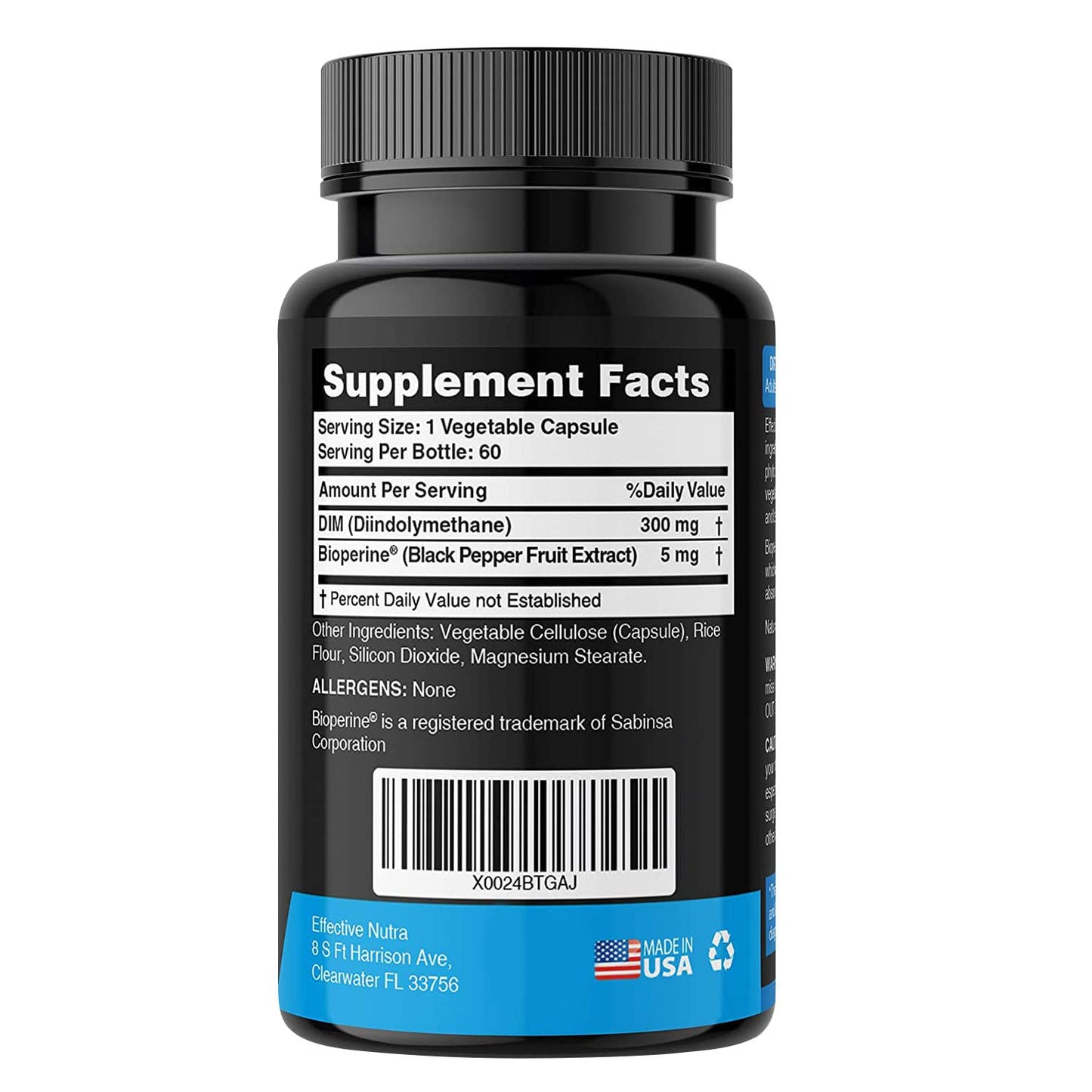 Effective Nutra DIM Supplement 300 mg with BioPerine 120 Capsules