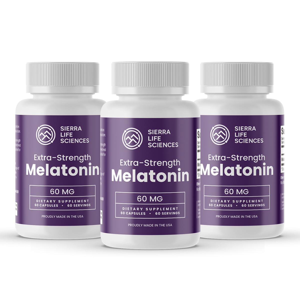 SIERRA LIFE SCIENCES Melatonin Supplement 60 mg Extra Strength Sleep Support Capsules, 180 Count