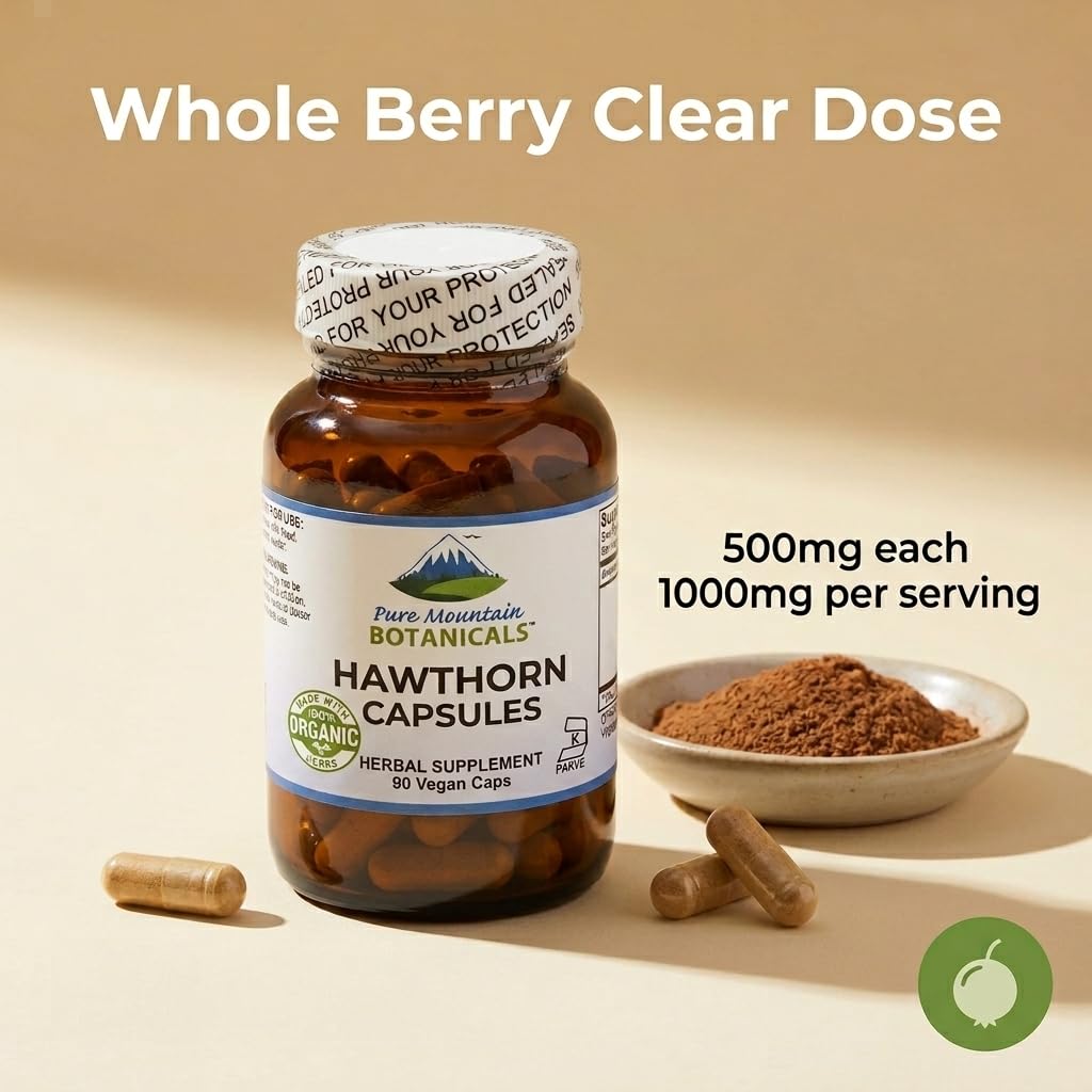 Pure Mountain Botanicals Hawthorn Berry Capsules, 90 Count