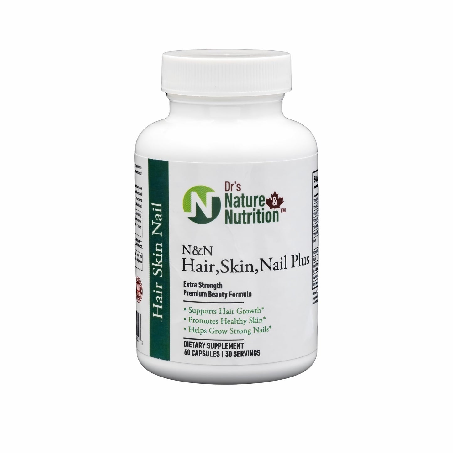Dr's Nature & Nutrition Hair, Skin & Nail Plus Vitamin Supplement with Biotin 5000mcg, Bamboo Extract, Collagen Support, 60 Capsules