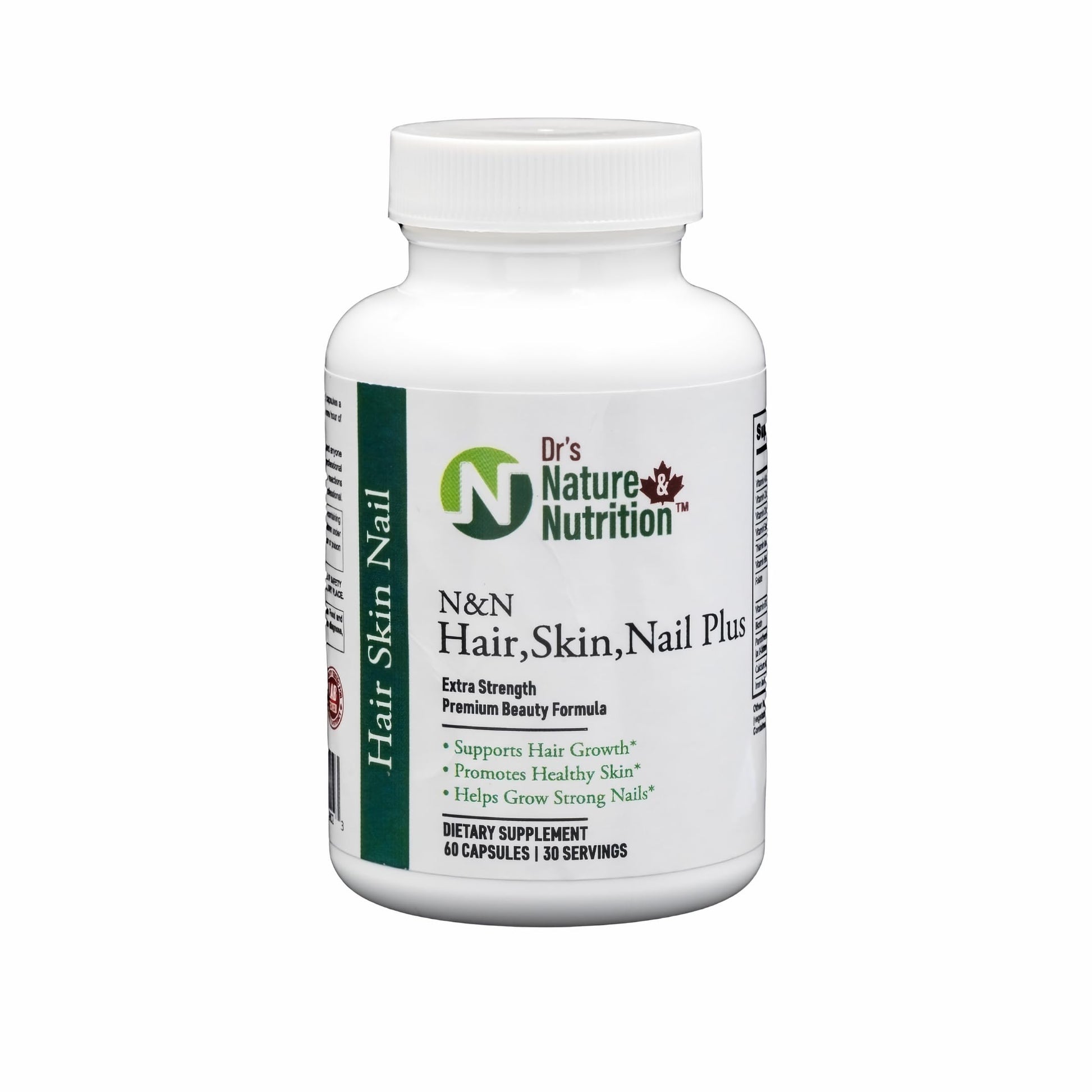 Dr's Nature & Nutrition Hair, Skin & Nail Plus Vitamin Supplement with Biotin 5000mcg, Bamboo Extract, Collagen Support, 60 Capsules