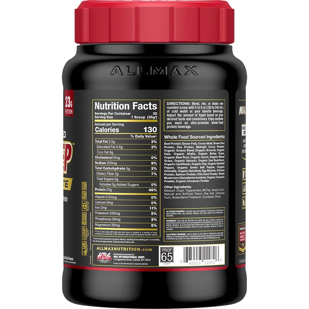 ALLMAX MealPrep Lite Whole-Food Protein Powder Double Chocolate Fudge, Powder, 37 Servings