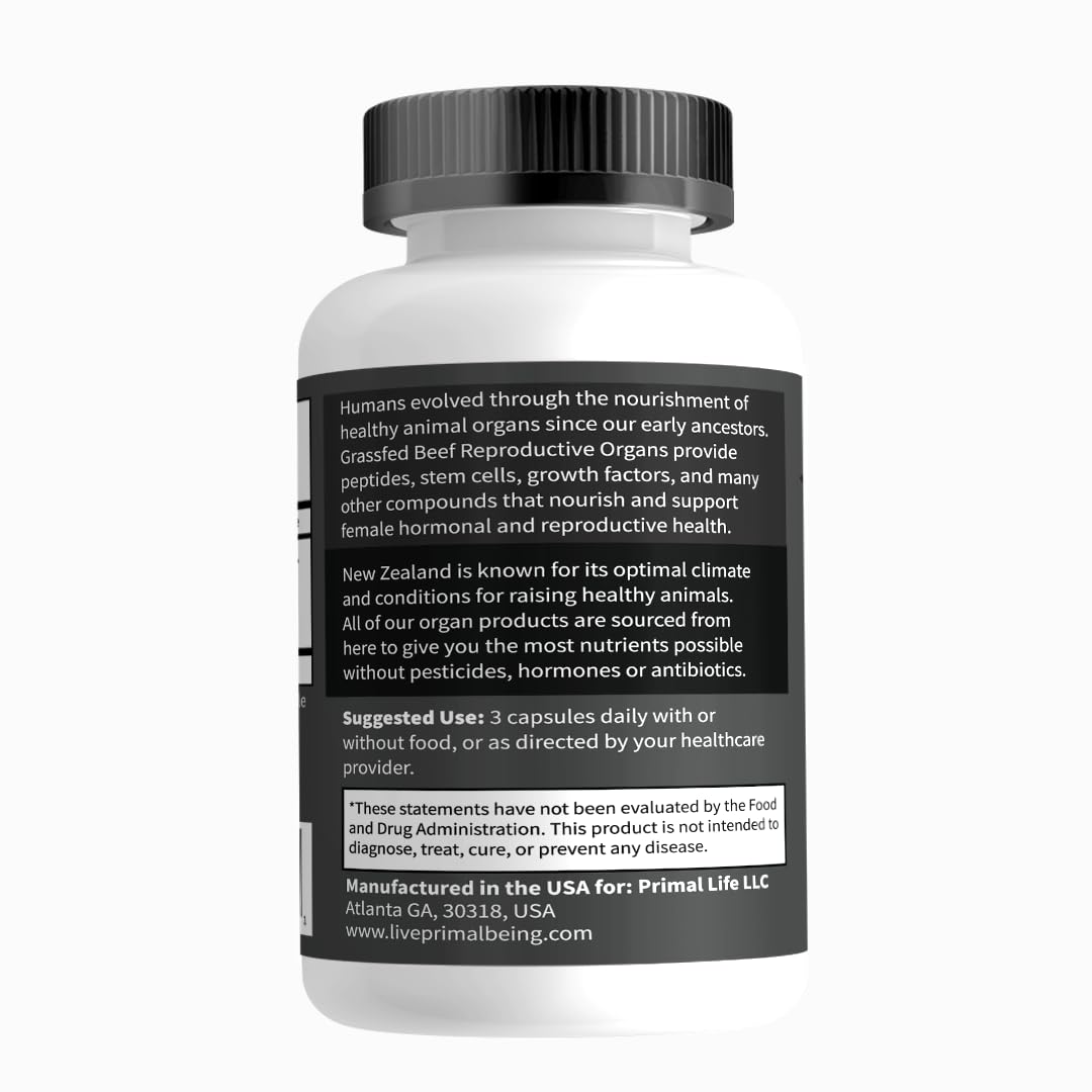 Primal Being Grassfed Beef Testes and Grassfed Beef Female Vitality Supplement Capsules, 210 Capsules