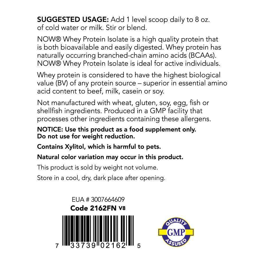 NOW Foods Whey Protein Isolate Powder 1.8 Pound Dutch Chocolate