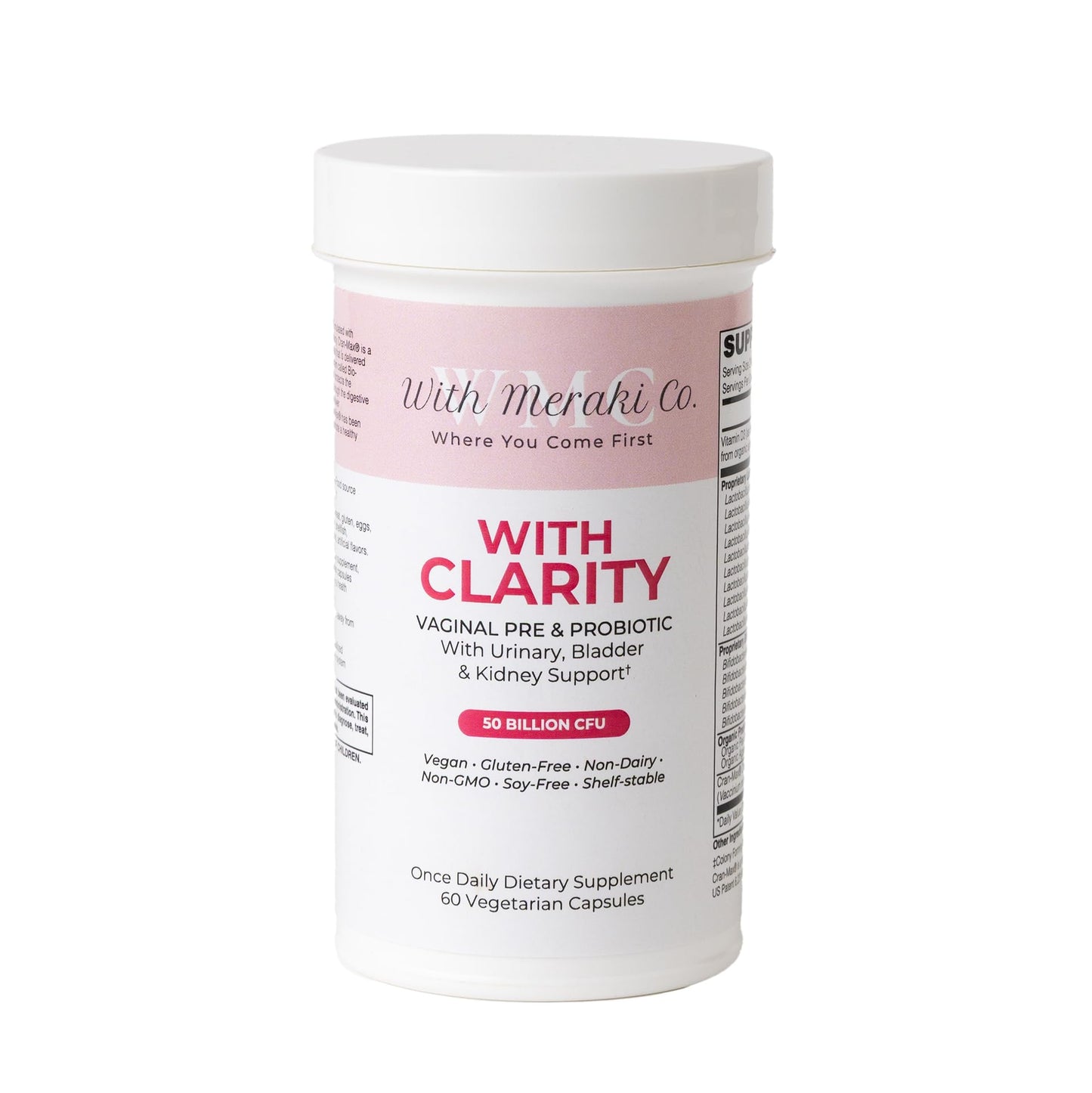 With Meraki Co. Clarity Pre/Probiotic with Vaginal and Urinary Support Capsule, 60 Count