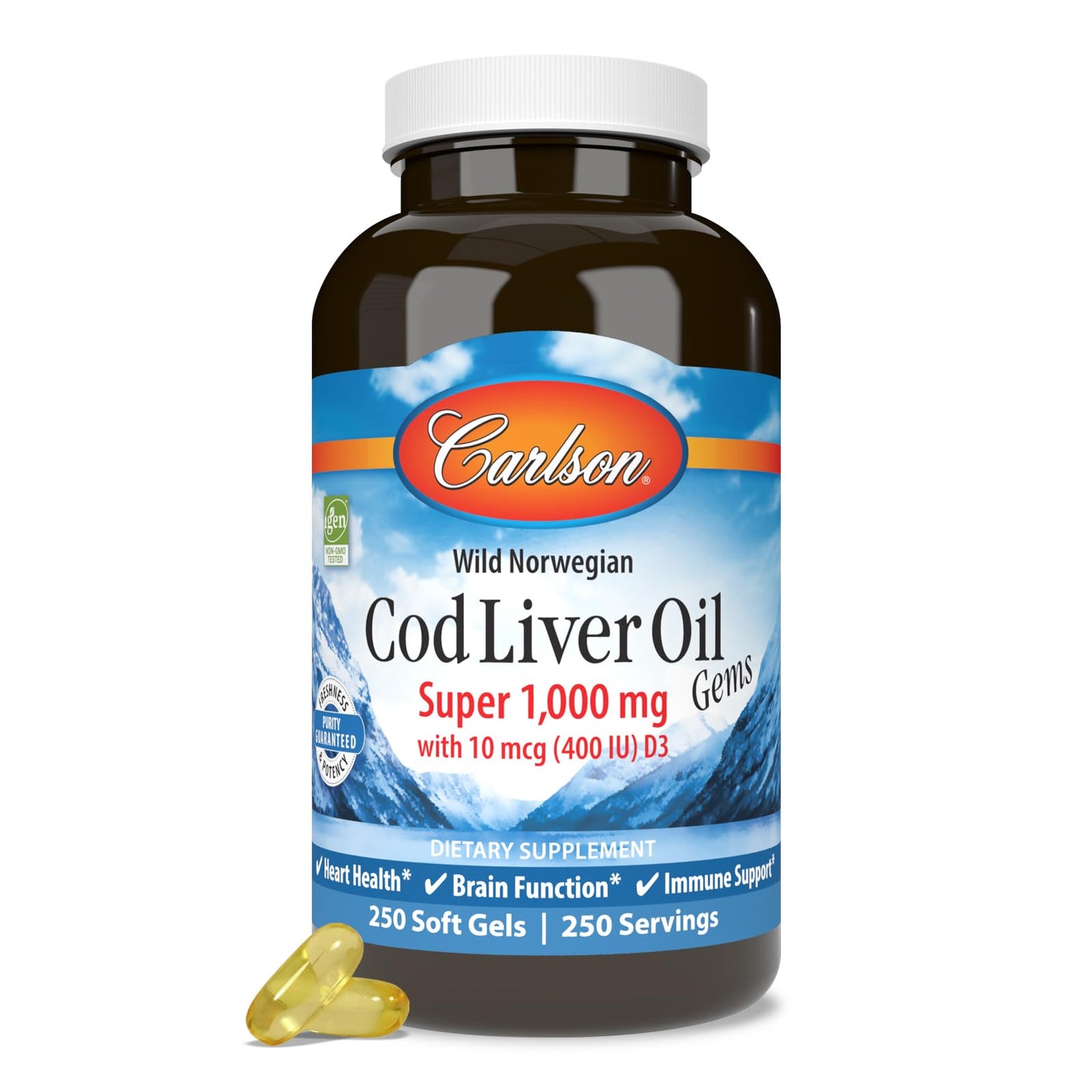 Carlson Cod Liver Oil Gems Softgels 250