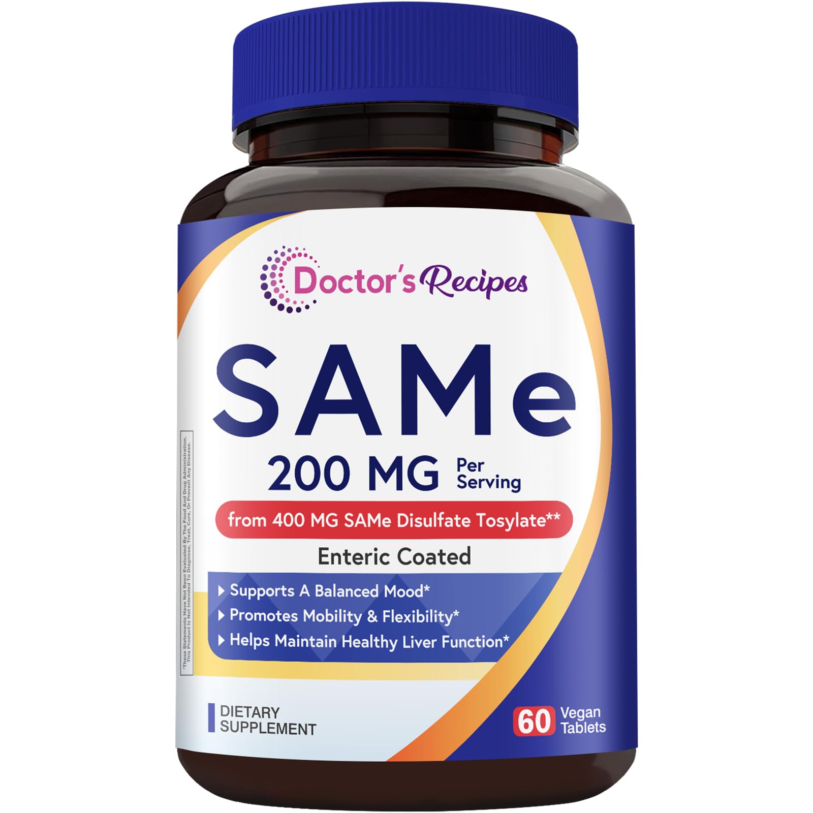 Doctor's Recipes SAM-e 200 mg S-Adenosyl-L-Methionine Capsule, 60 Count