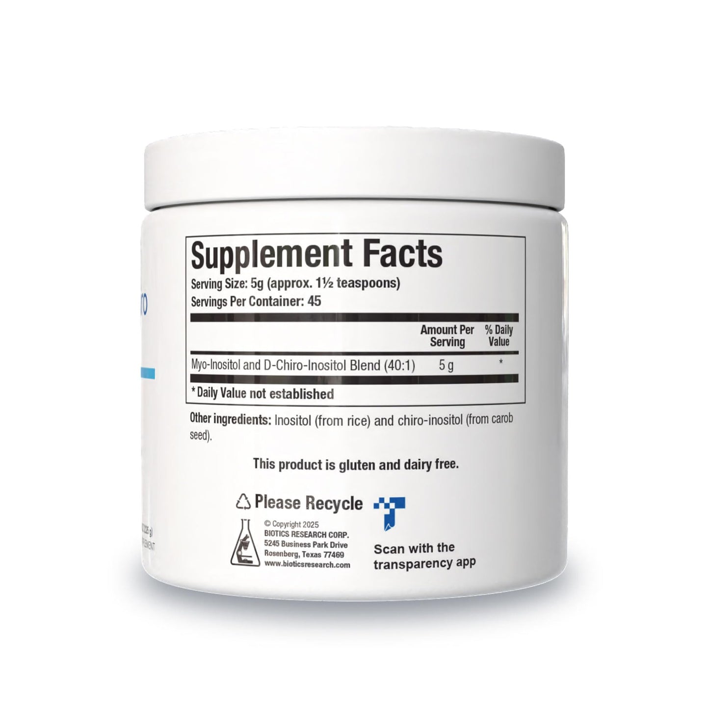 Biotics Research Balanced B8 Powder, Myo-Inositol and D-Chiro-Inositol 40:1 Ratio, 8 Ounces
