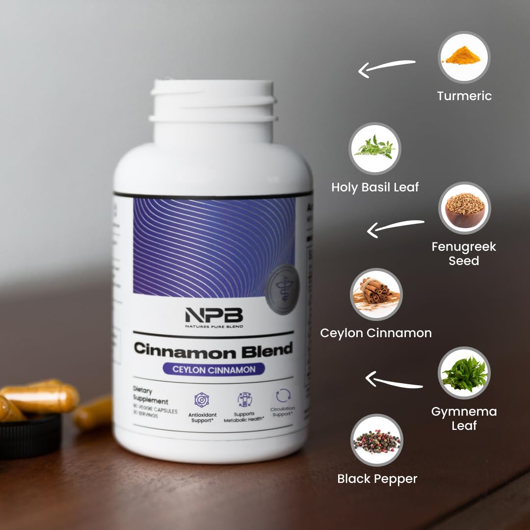 Nature's Pure Blend Ceylon Cinnamon Capsules with Turmeric Curcumin, 90 Capsules