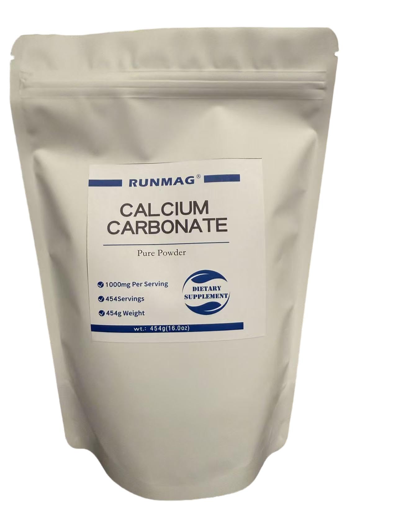 RUNMAG Ultra Fine 400 Mesh Calcium Carbonate Powder 16.0 oz USP Food Grade
