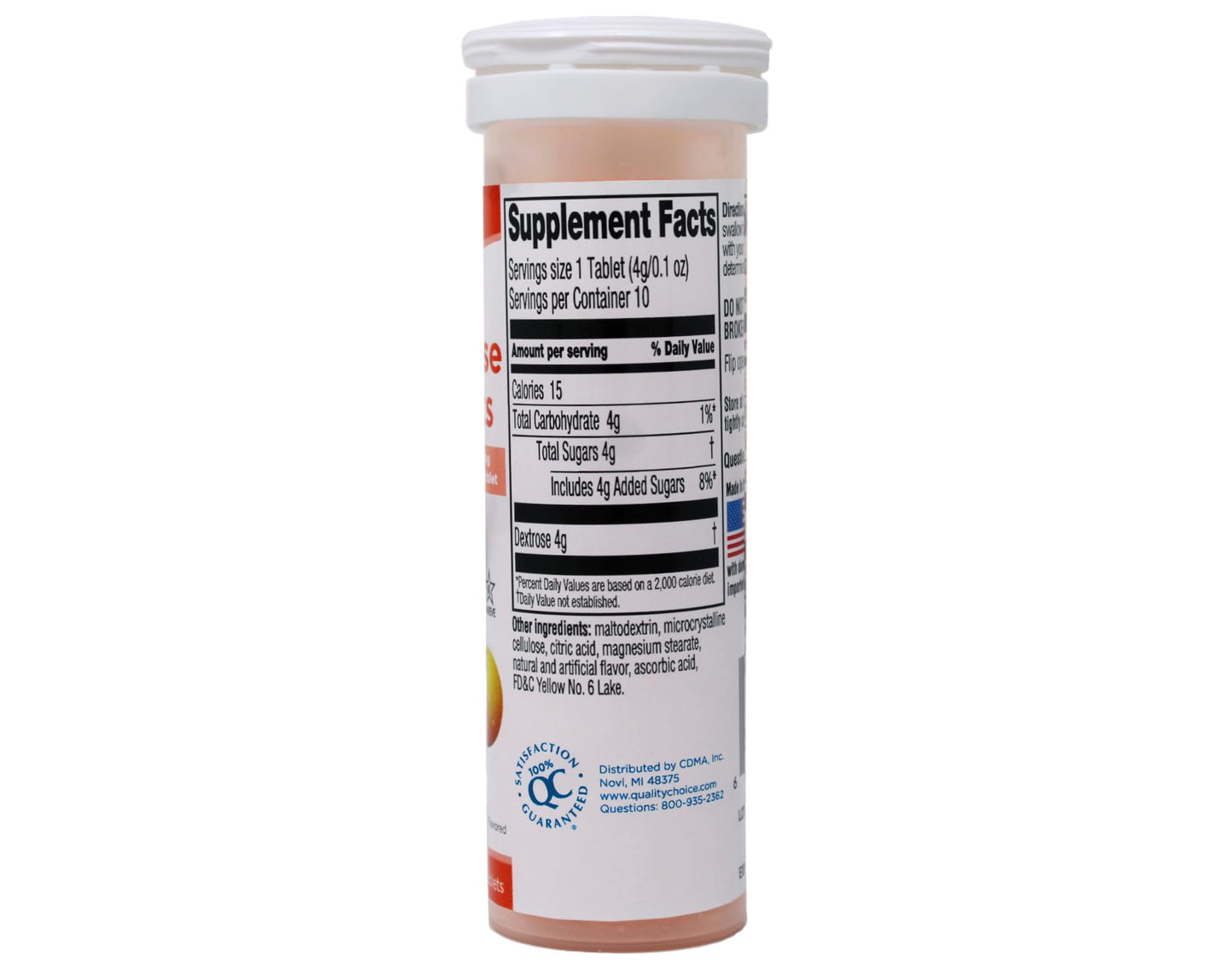 Quality Choice Fast Acting Glucose Tablets Orange Flavor, 30 Tablets