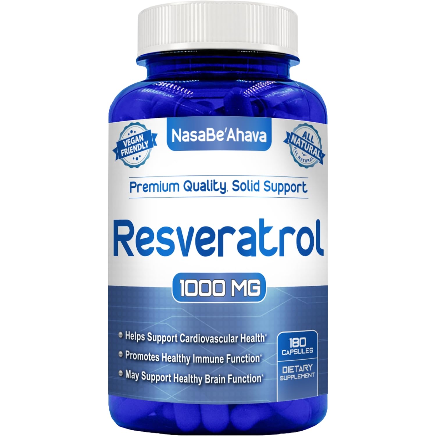 NasaBeahava Resveratrol 1000mg Capsules 180 Count