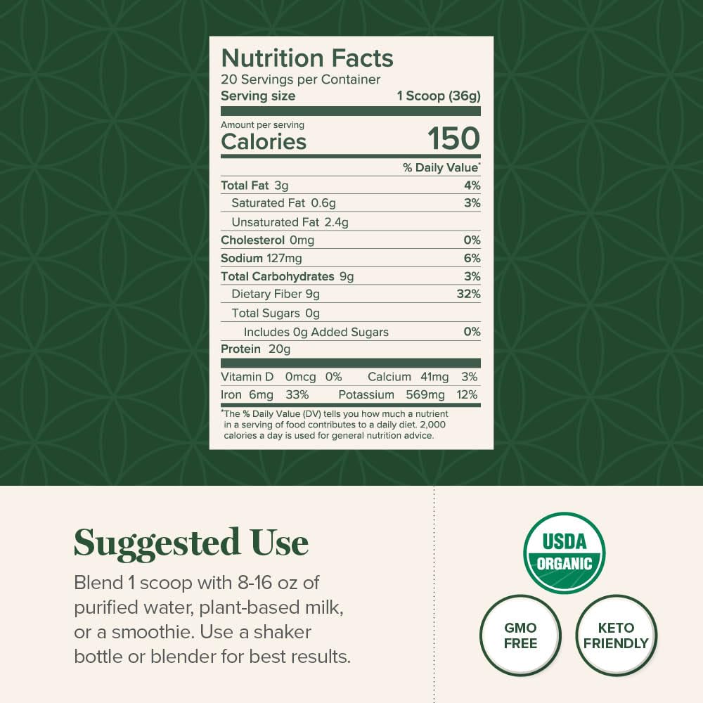 Global Healing Center Organic Plant Vanilla Protein Powder, 1.66 Pound