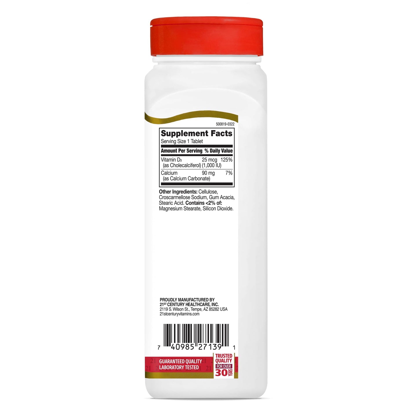 21st Century Vitamin D3 1000 IU Tablets, 500 Count