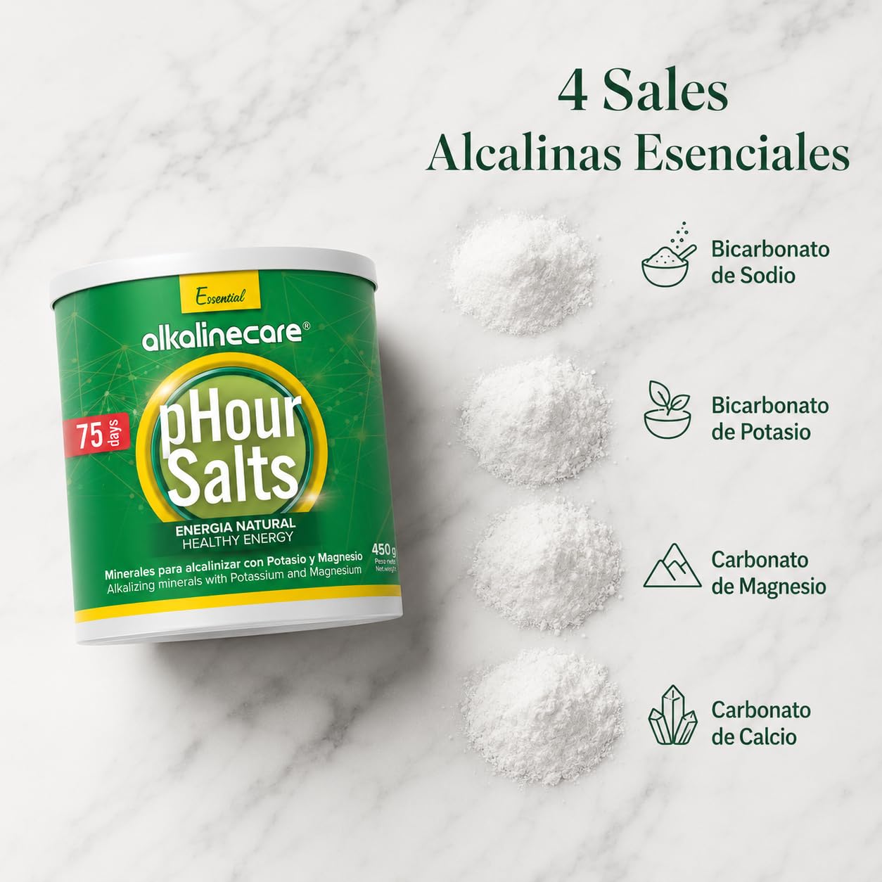 Alkaline Care PHOUR Salts - Alkaline Mineral Salts with Magnesium and Potassium Powder 15.87 Ounce