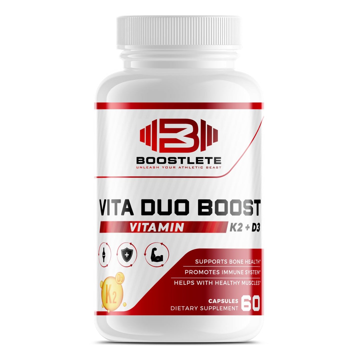 Boostlete VitaDuo Boost Vitamin D3, K2 & Calcium Supplement Capsules, 60 Capsules
