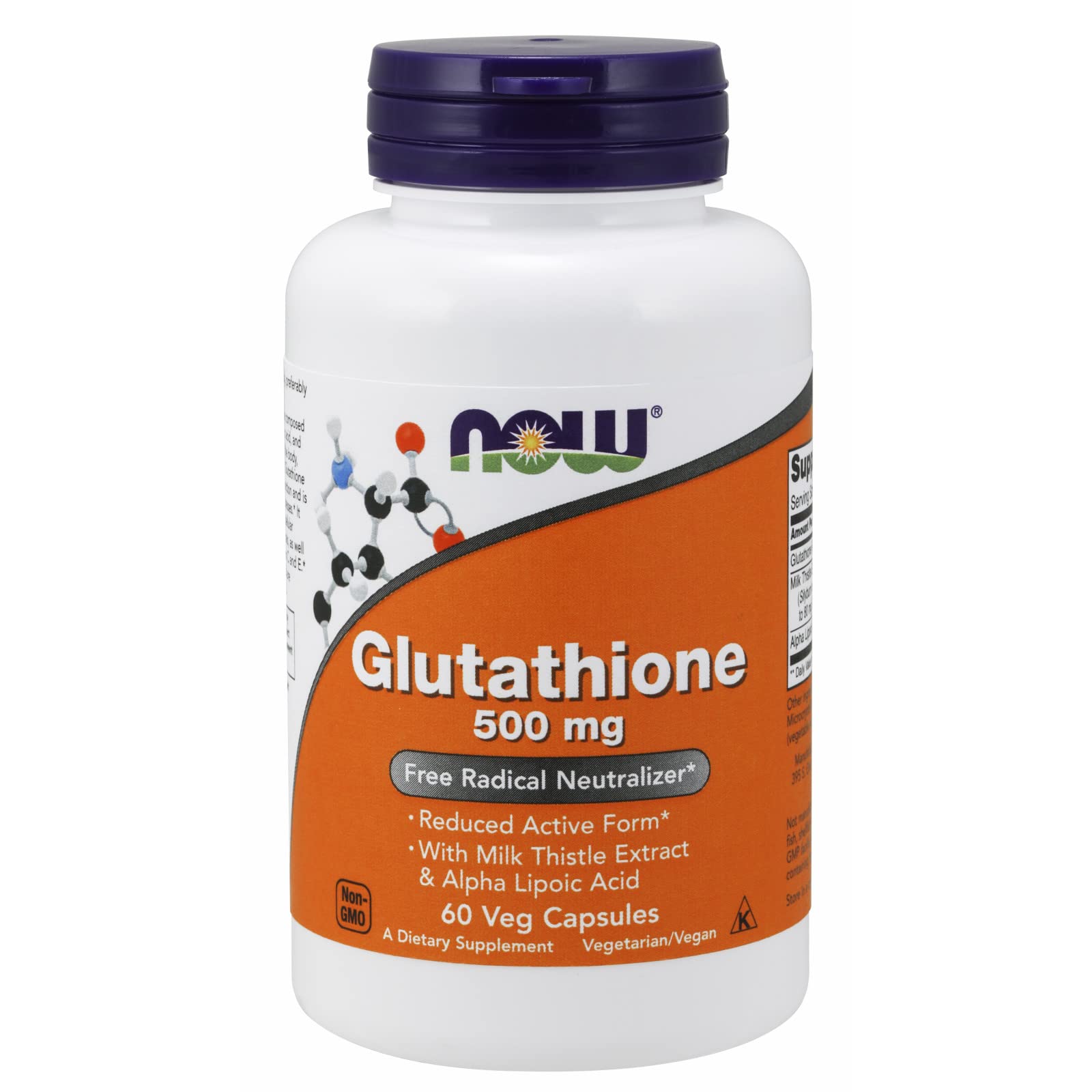 NOW Foods Glutathione 500 mg Capsule, 60 Count