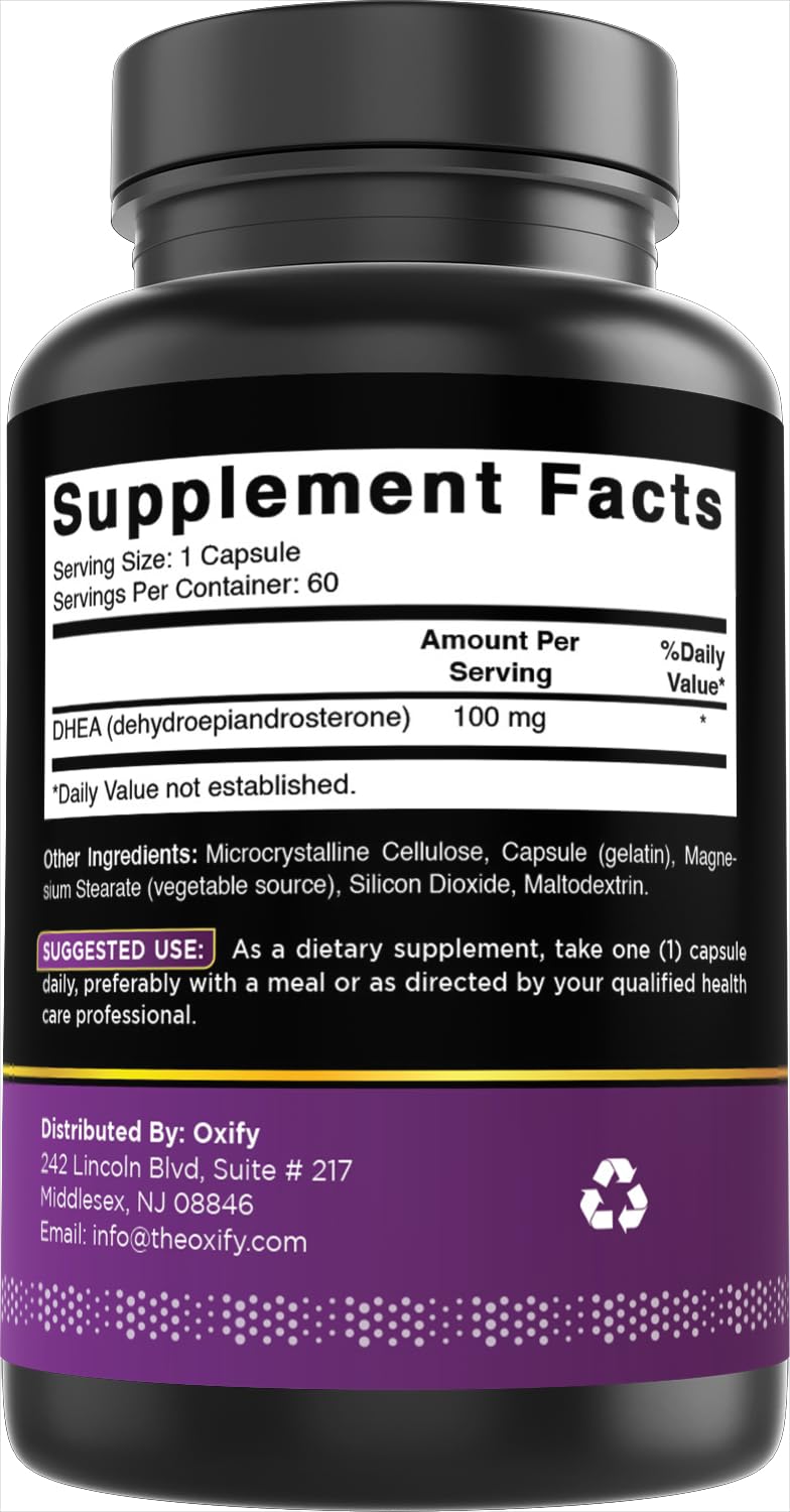 Oxify DHEA 100 mg Capsule, 60 Count