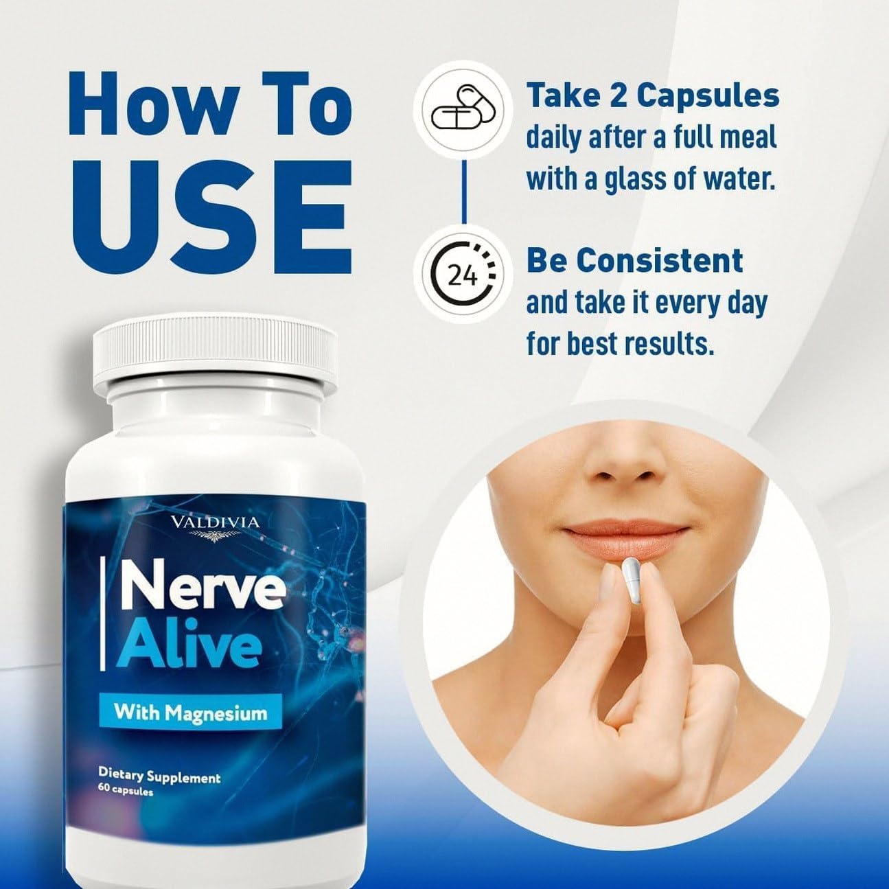 KYFLAG Nerve Alive Support Supplement for Neuropathy with Magnesium, Advanced Formula Supports Healthy Function & Comfort, 24 Capsules