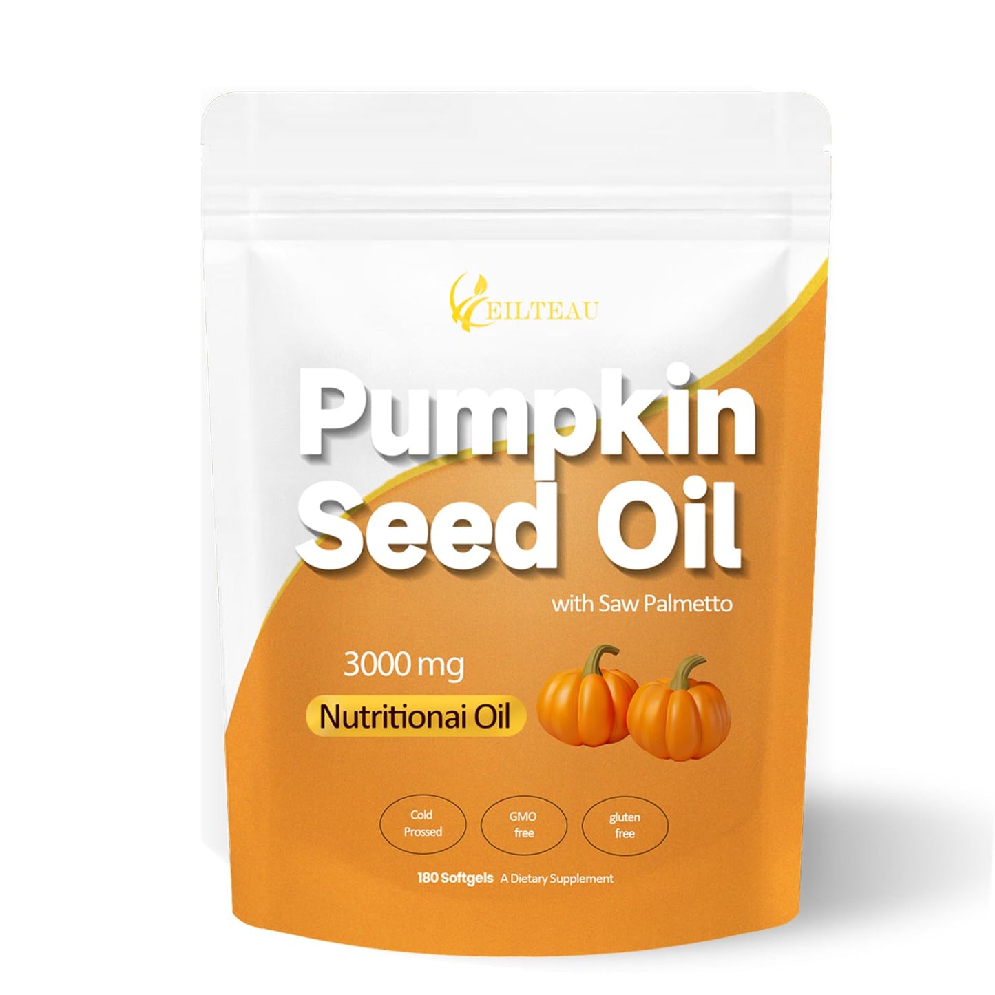 EILTEAU Pumpkin Seed Oil with Saw Palmetto Capsule, 180 Count
