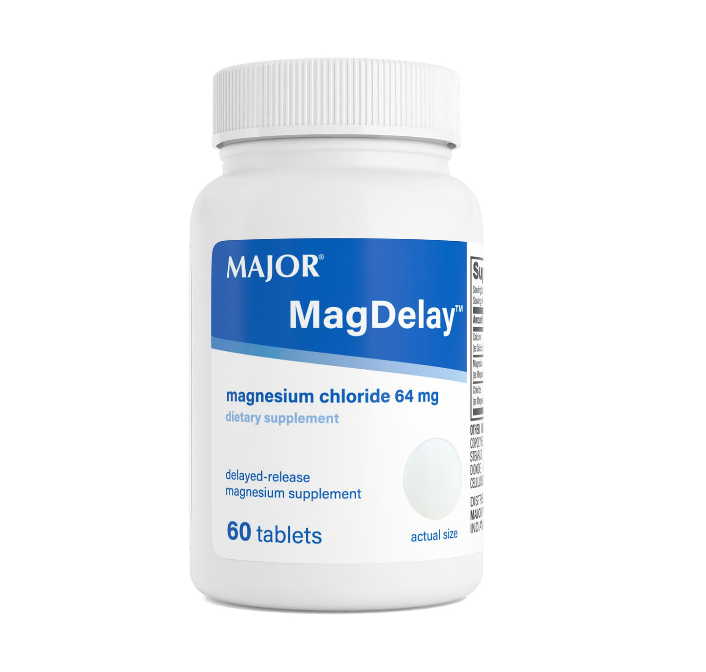 MAJOR MagDelay Magnesium Chloride 64 mg Delayed-Release Magnesium Supplement, 60 Tablets