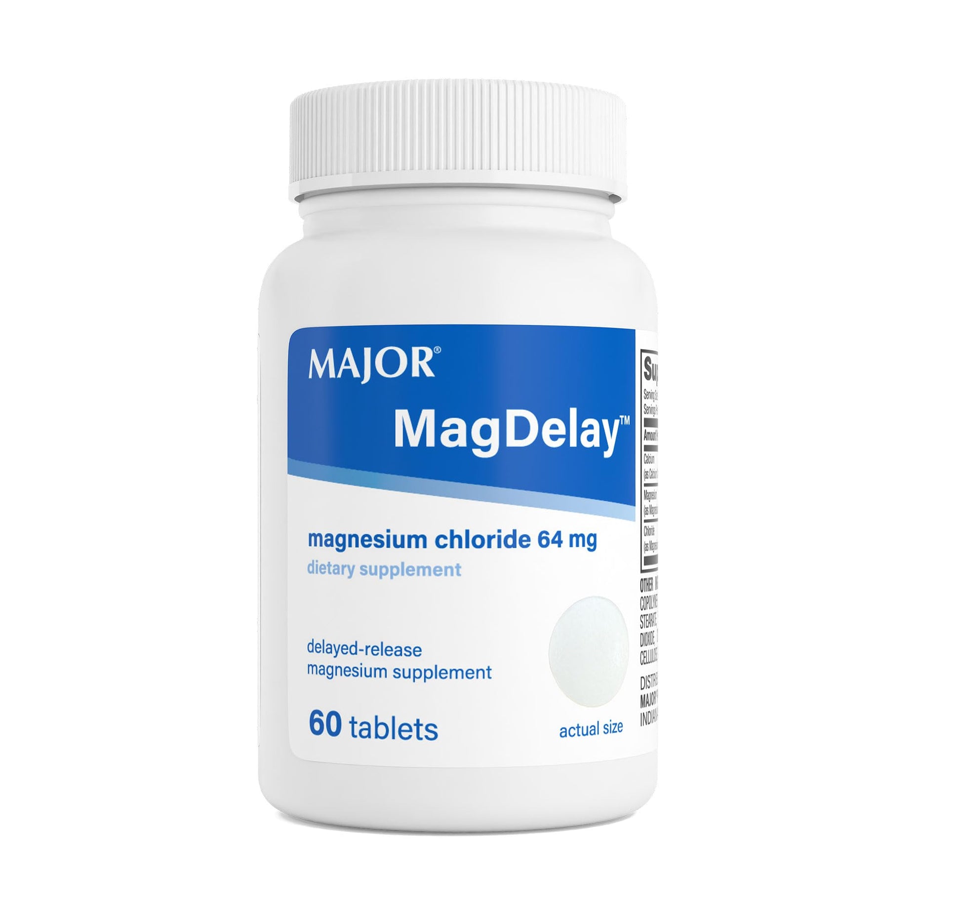 MAJOR MagDelay Magnesium Chloride 64 mg Delayed-Release Magnesium Supplement, 60 Tablets