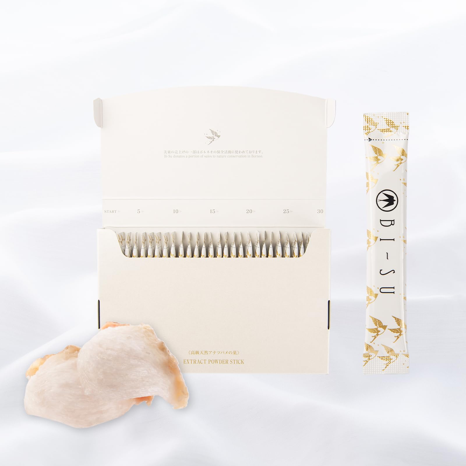 BI-SU Extract Powder Stick with Natural Swiftlet Nest Extract, Collagen Peptides, Sialic Acid, 30 PCS
